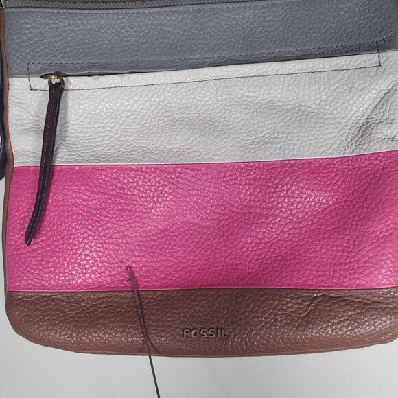 Fossil Women's Crossbody Purse Medium Leather Reversible Colorblock or Brown - Picture 7 of 13
